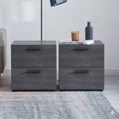 Nestl Wooden Nightstand with 2 Drawers
