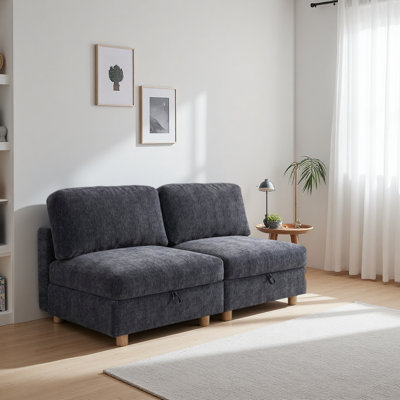 Modular sectional sofa seat, convertible sofa with storage, multifunctional folding fabric sofa set