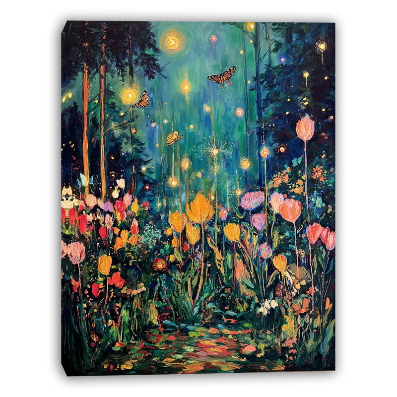 «Enchanted Firefly Meadow», art mural sur toile tendue, H 40 po x l 30 po x P 1,5 po
