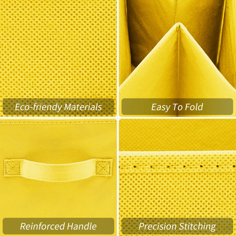 Fabric Cube Collapsible Storage Box, Yellow