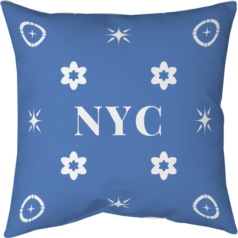 Coussin en coton New York Basketball, New York blanc bleu blanc, Coussin de sol en sergé Poly, 26 pouces x 26 pouces