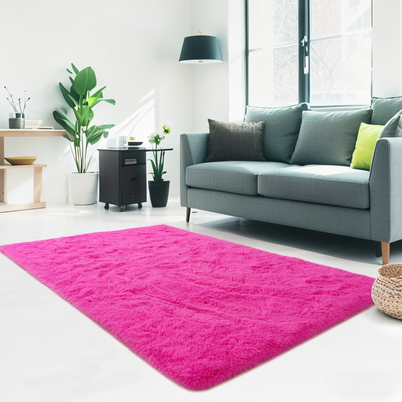 Tapis à poils longs rose ultra doux, Rectangle 9 pi x 12 pi
