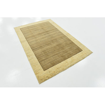 Tapis de surface en laine 4 pi x 5 pi 10 po one-of-kind noué la brown Nash