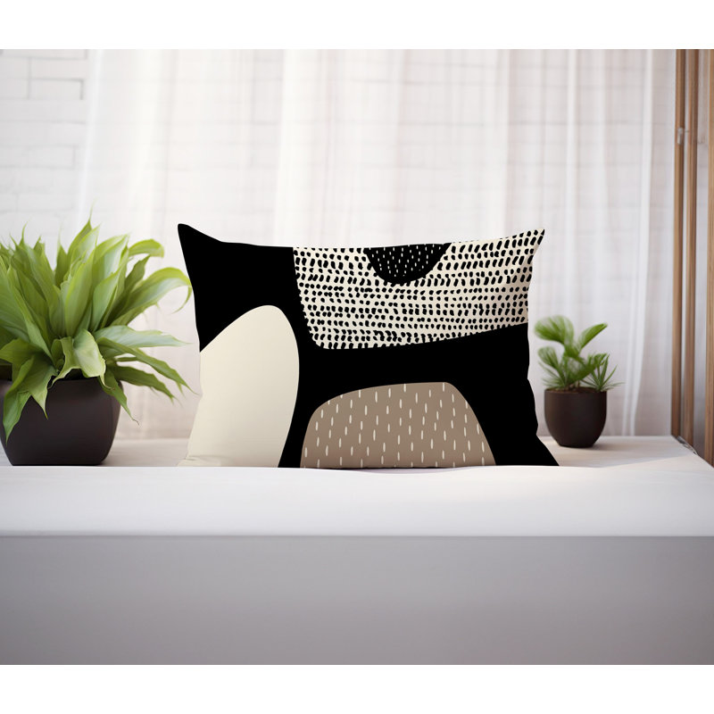 Coussin lombaire réversible intérieur / extérieur Vikka, H 18 po x l 25 po, Beige/Black/Off-White