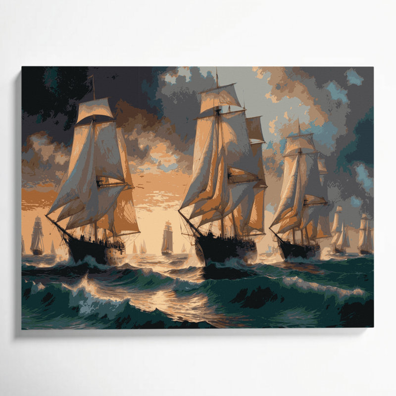 Voile nautique grise, art mural sur toile, H 16 po x l 20 po
