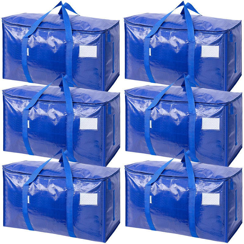 Extra Large Moving Bags With Zippers & Carrying Handles, Heavy-Duty Storage Tote Moving Boxes,(Blue/6 Pcs)