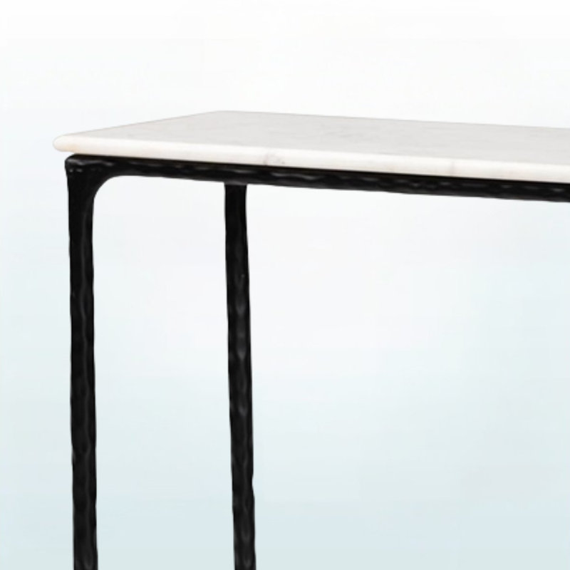 Cady Marble Modern Rustic & Metal Framed Rectanglular Console Table