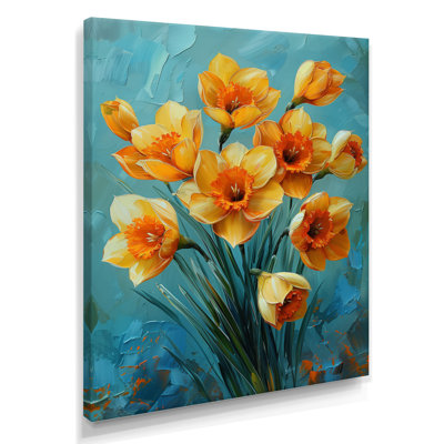 Jonquilles jaunes et orange vibrantes - Décoration murale jonquilles