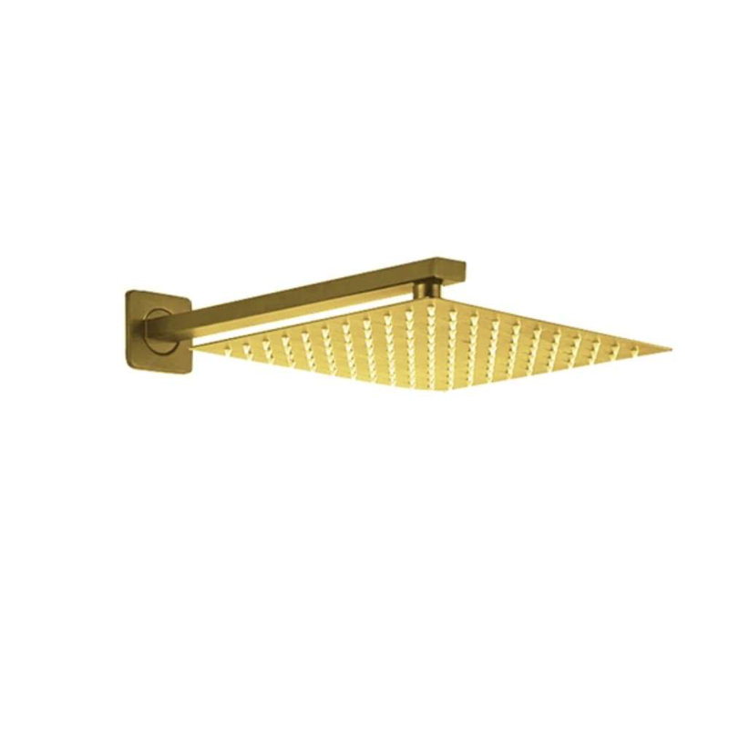 Pomme de douche Designer en laiton à finition dorée de 12 pouces par BathSelect - montage au plafond, expérience de pluie, fabrication en laiton durable