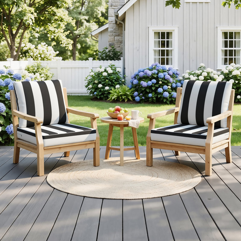 Outdoor Deep Seating Cushion Set, 2, Black/White