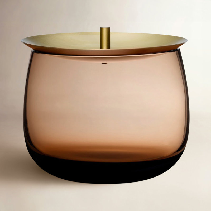 Beret Lead Free Crystal Jar, 4.21" H x 5.12" W x 5.12" D, Caramel