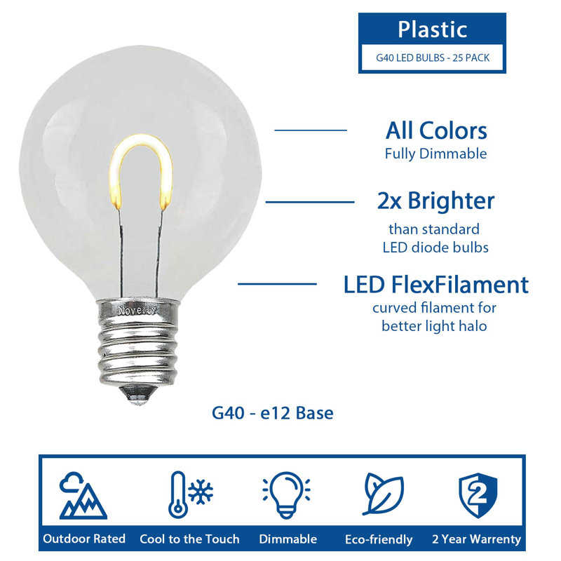 Lymann Outdoor 25 - Bulb 2.25'' Plug-in LED Globe String Light, White