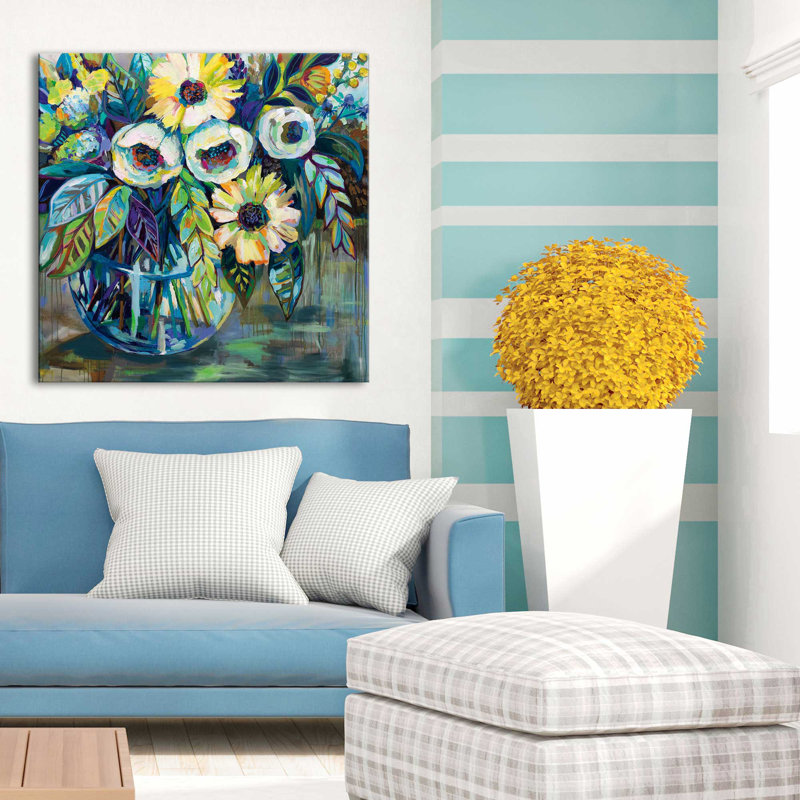 Lumière bleue - peinture, Toile tendue, H 18 po x l 18 po x P 1 po
