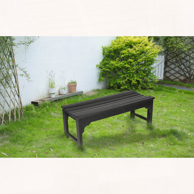 Banc Adirondack en PEHD sans dossier avec texture bois, noir, Noir