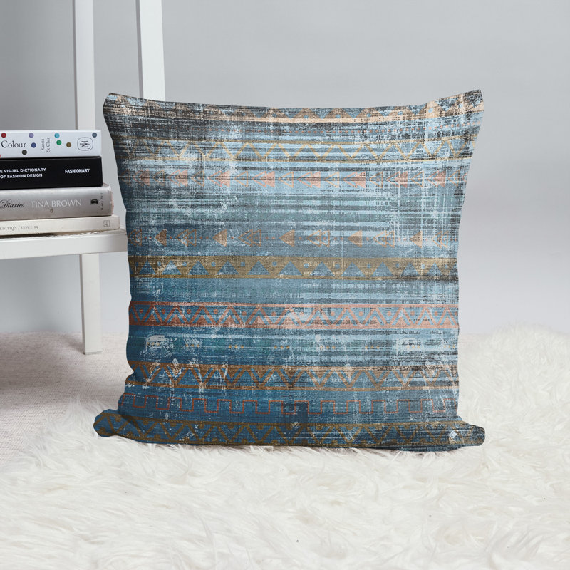  Housse et insert de coussin carré délavé pour l'extérieur, Bleu, 16 po x 1 po