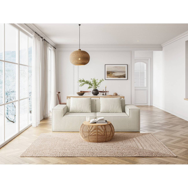 Le canapé modulaire Boneless peut être converti en un canapé-lit surdimensionné., Tissu blanc