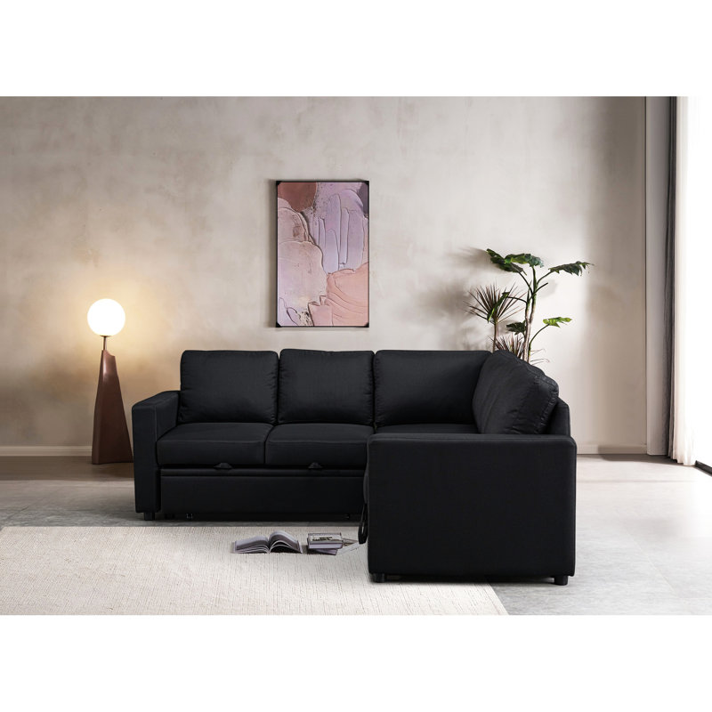 Lit modulaire en noir - Idéal pour les espaces de vie confinés Confortable avec un rembourrage doux Fabrication en bois multi-couches d'attelle 5 sièges différents