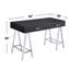 Bureau d'écriture 2 tiroirs avec base en métal noir brillant et chrome (bureau)