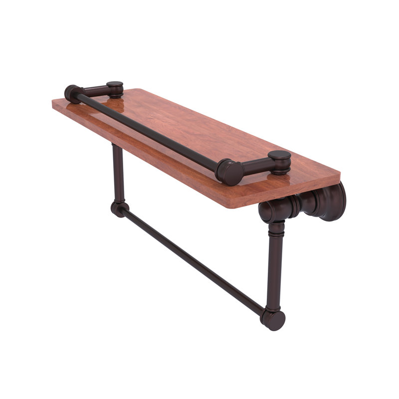 Tablette en bois massif Freyja, H 5,54 po x l 16 po x P 7,4 po, Bronze antique