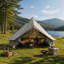 Tente pour 4 à 8 personnes Oxford Bell, tente de glamping imperméable 4 saisons pour camping en famille