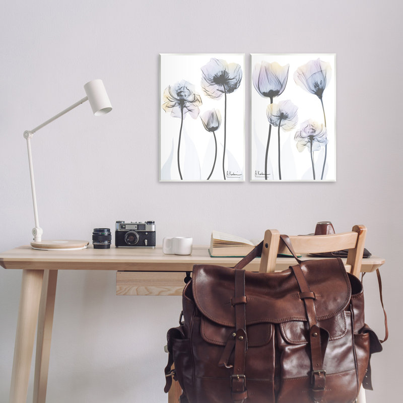 "Modern X-Ray Blooms", ensemble de 2 plaques murales par Albert Koetsier, H 19 po x l 13 po