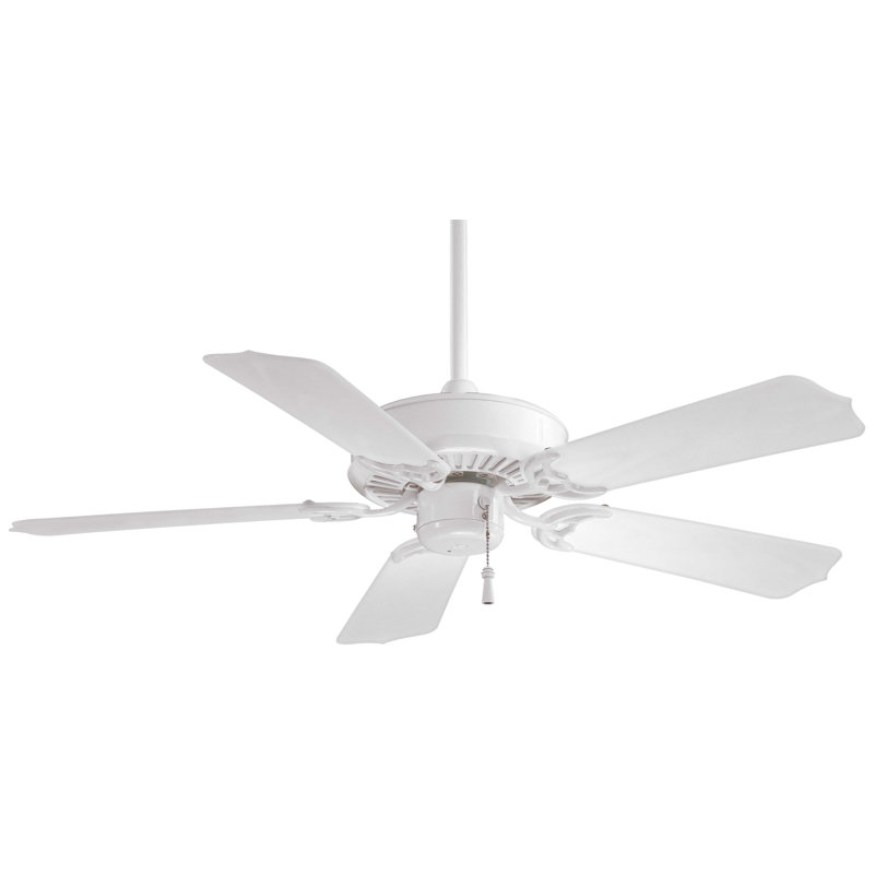 42" Sundance 5 - Blade Outdoor Standard Ceiling Fan with Pull Chain, White with White Blades