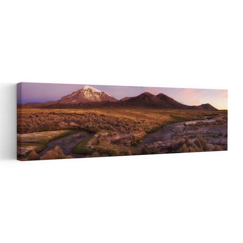 Andine, montagne, aube, paysage dramatique paisible serein, montagne, art mural, H 12 po x l 36 po