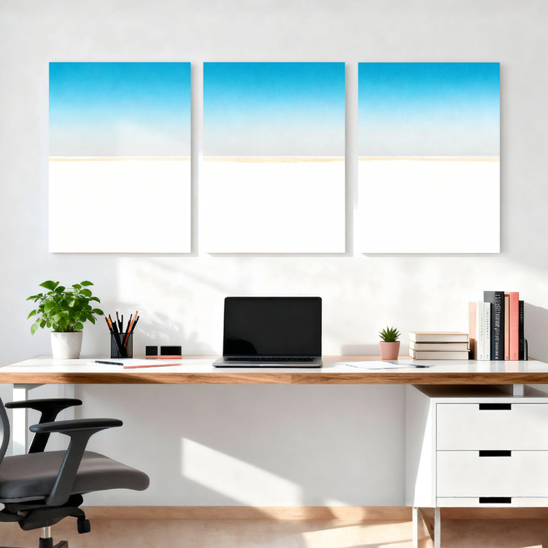 Ensemble de 3 décorations murales en toile Ocean Gradient, H 18 po x l 36 po