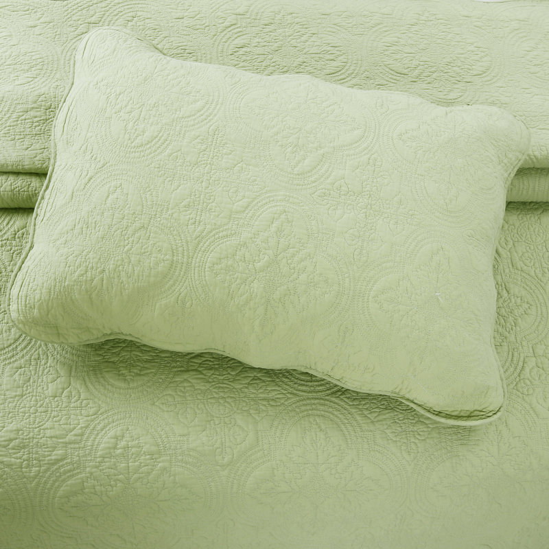 Terin Standard Reversible Set, Twin Quilt + 1 Standard Sham, Green