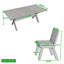 Ensemble de salle à manger d'extérieur 7 pièces en bois d'acacia massif avec table extensible finition teck et 6 chaises beiges rembourrées, idéal pour les repas sur la terrasse, dans le jardin, la cour, le patio, la pelouse et au bord de la piscine.