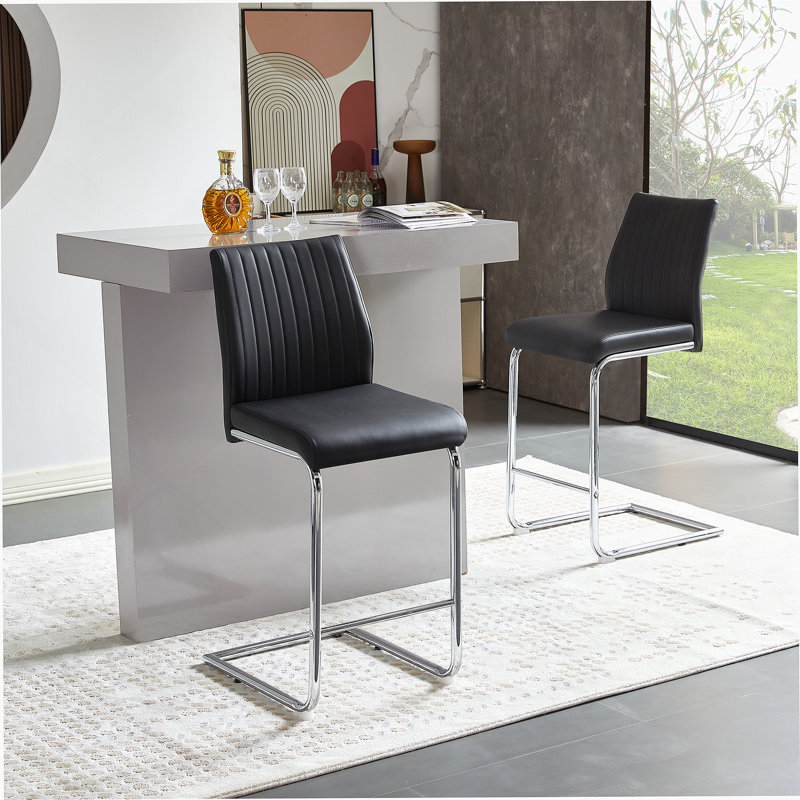 Ensemble de 2 tabourets de bar en cuir PU avec sièges confortables