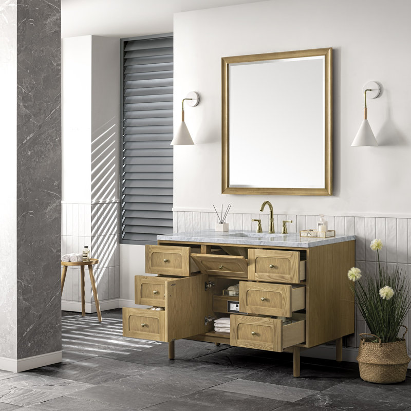 Laurent 48'' W Single Vanity, Parisien Bleu, 8" Widespread, Honey Brown