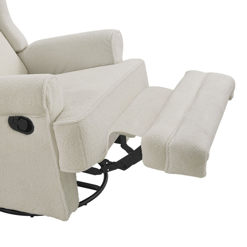 Oxford Baby Teegan Glider Recliner Rocking Chair 360 Degree Swivel for Nursery & Living Room, Boucle White