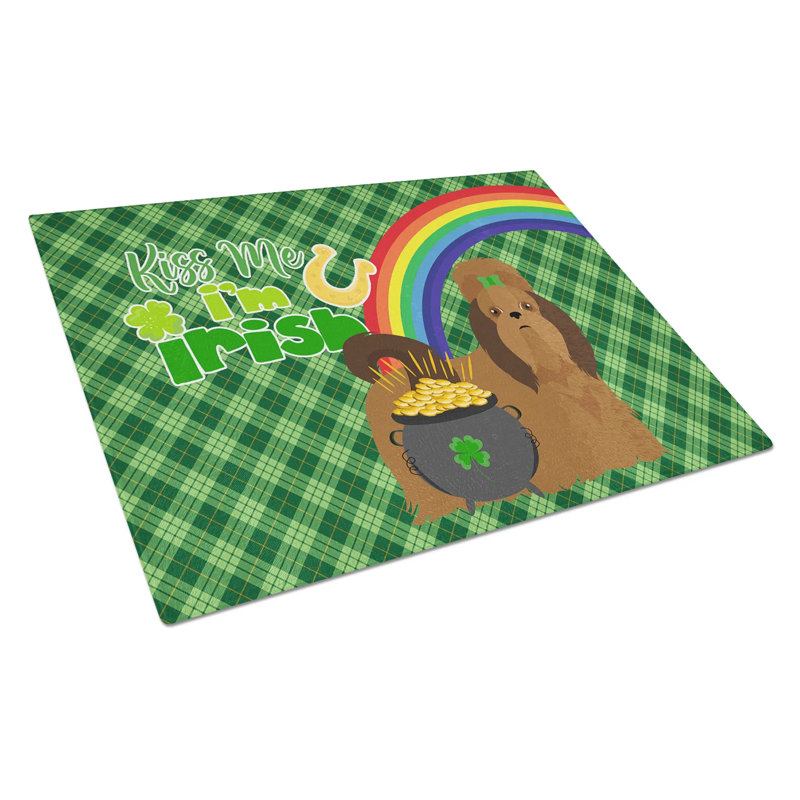 Planche à découper en verre trempé avec pieds antidérapants St. Patrick's Day