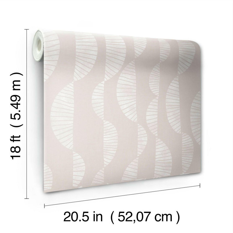 Papier peint SEYCHELLES WAVE PEEL & STICK, Rose / blanc