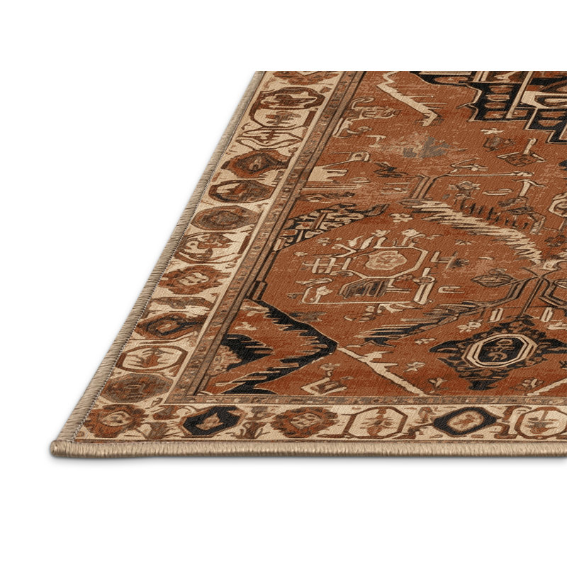 Tapis brun turc lavable à la machine, Tapis de couloir 2 pi x 4 pi