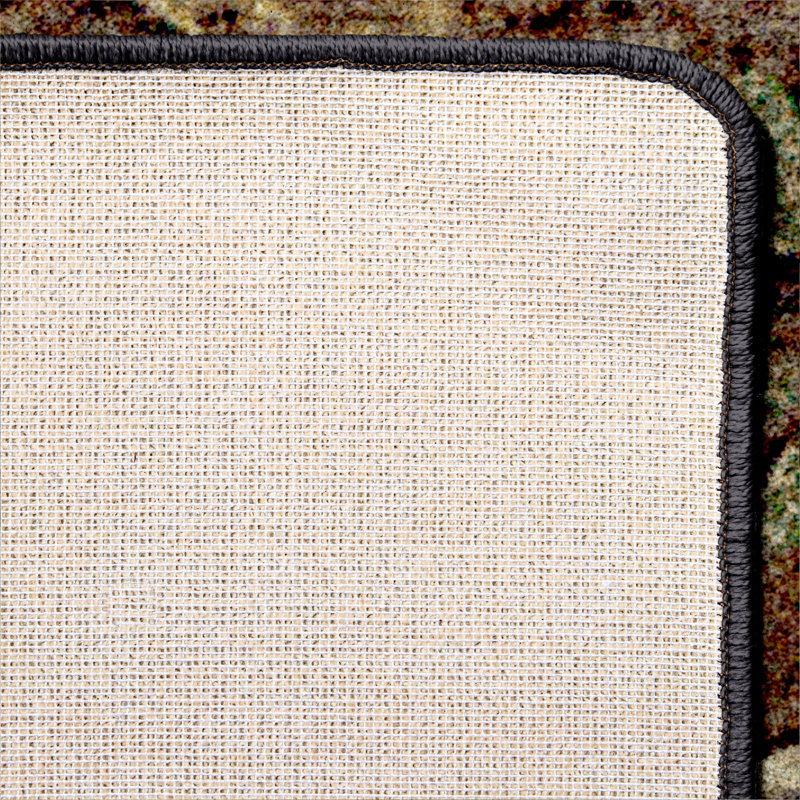Ivory and Brown Synthetic Camouflage Rectangular Area Rug