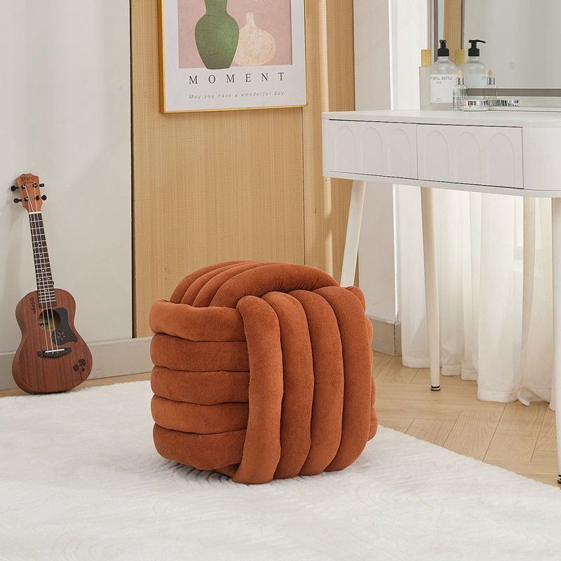 Repose-pieds en tissu Chenille, Orange