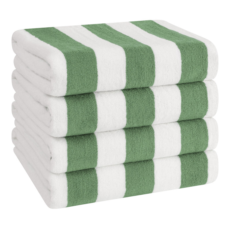 Devontia Cabana Striped Beach Towels, 30x60 inch 4 Piece Oversize Pool Towels, Sage Green