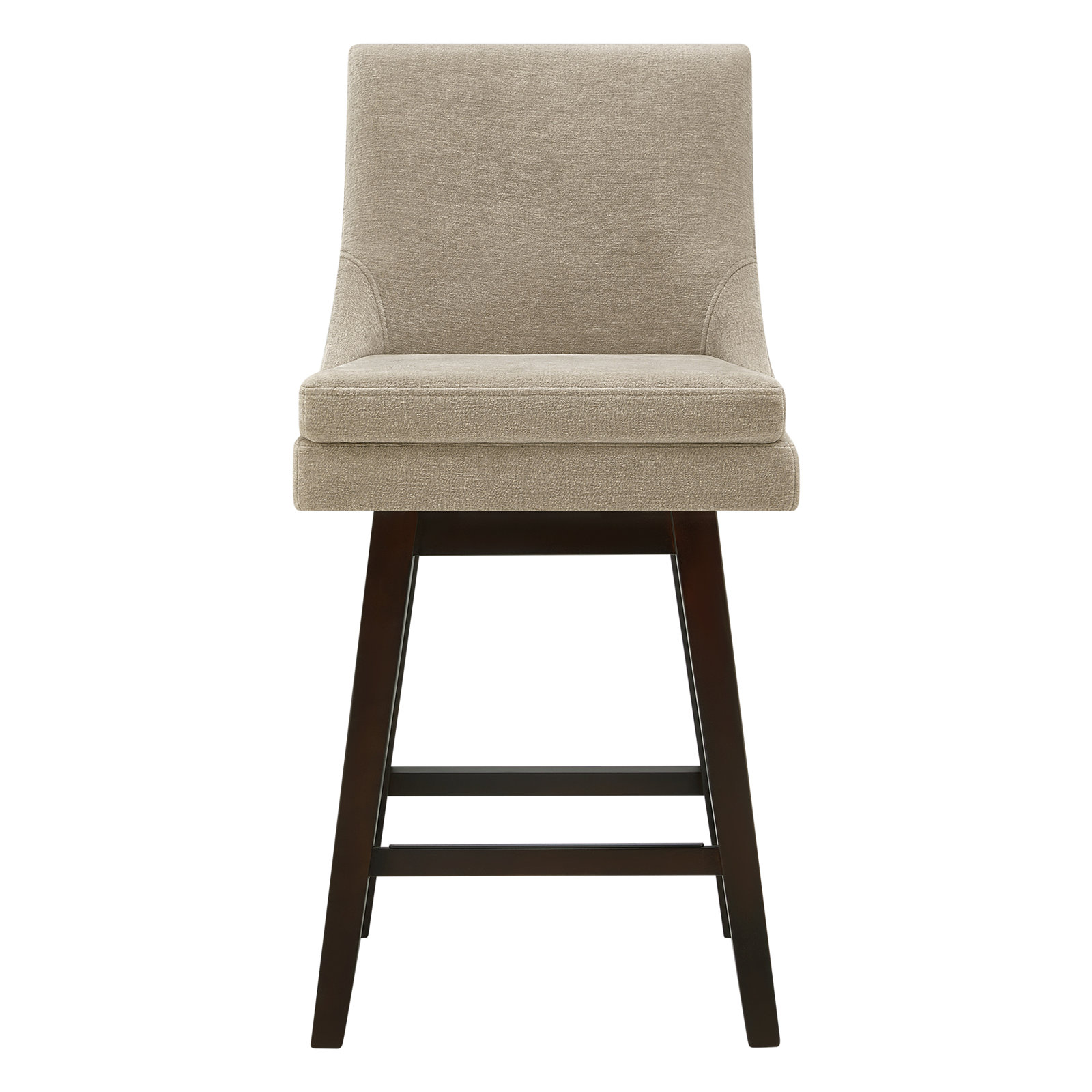 Zahara 26" Upholstered Swivel Counter Stool, Counter Stool (26” Seat Height), Tan Polyester/Brown
