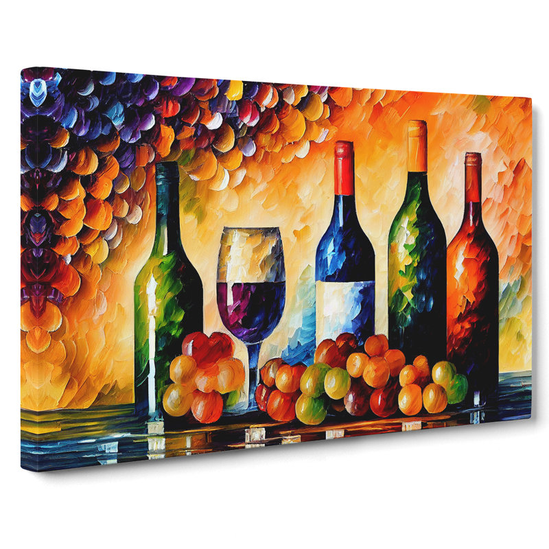 XXX-H1022-WF-10167X Wine Bottle Painting Vol.2 - Wrapped Canvas Painting, 35cm H x 50cm W x 3cm D