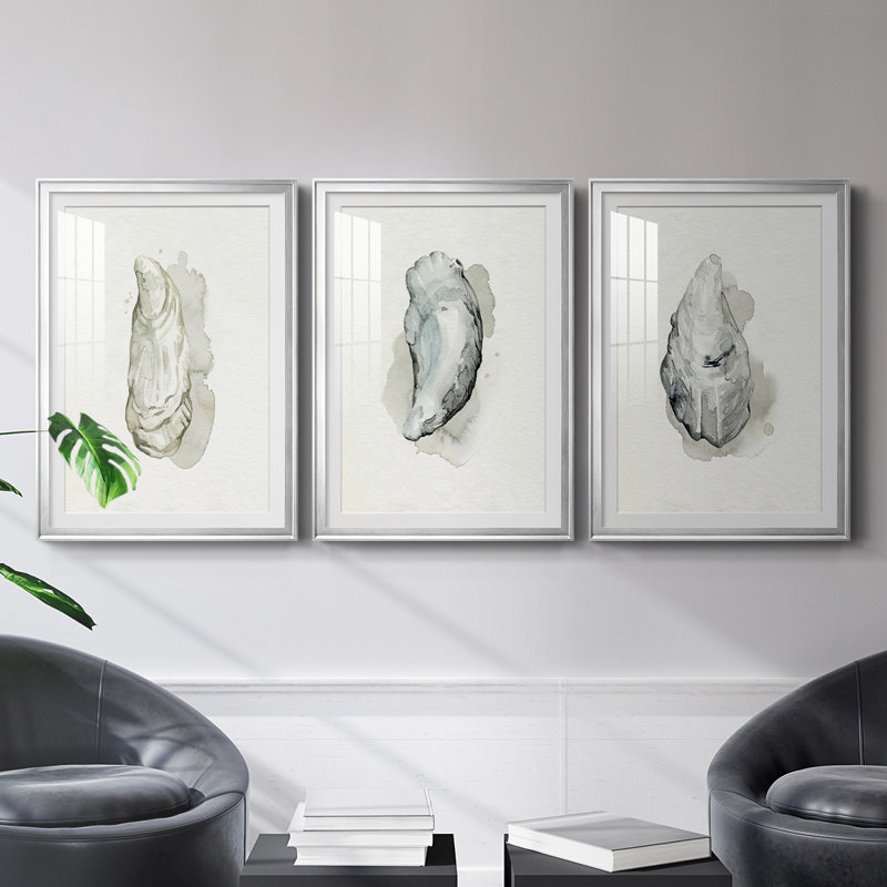 «Oysters On The Bay I», reproduction encadrée de qualité supérieure - prête à être accrochée, H 37 po x l 55,5 po x P 1,25 po