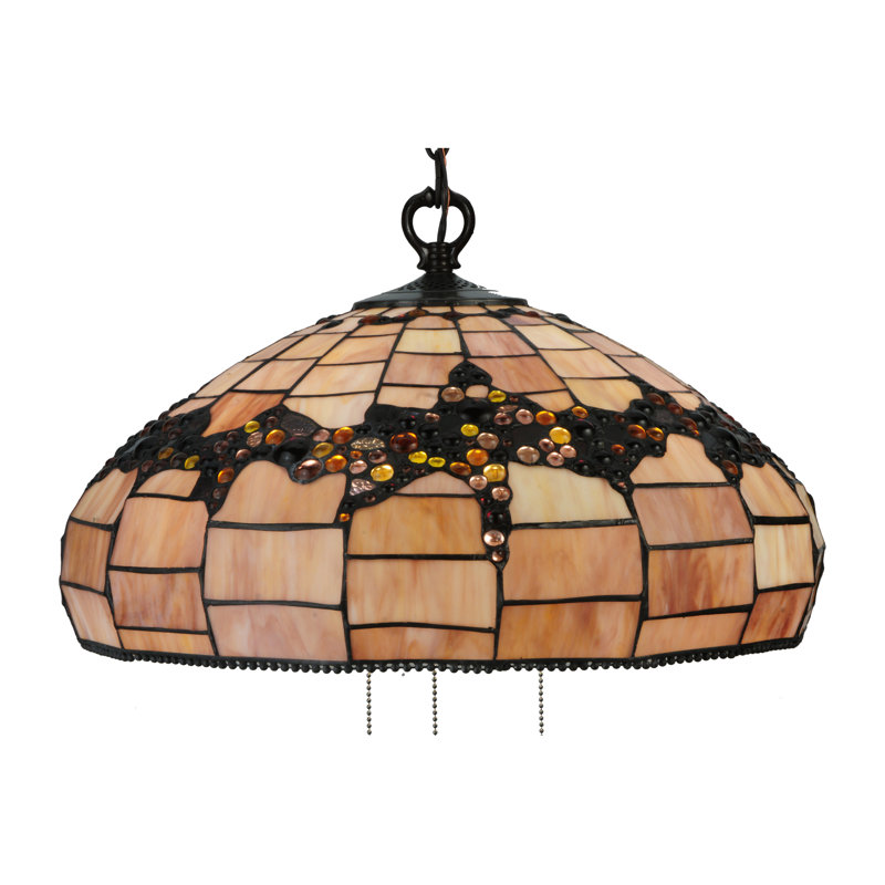 Lustre en forme de dôme unique à 3 lumières avec accents perlés