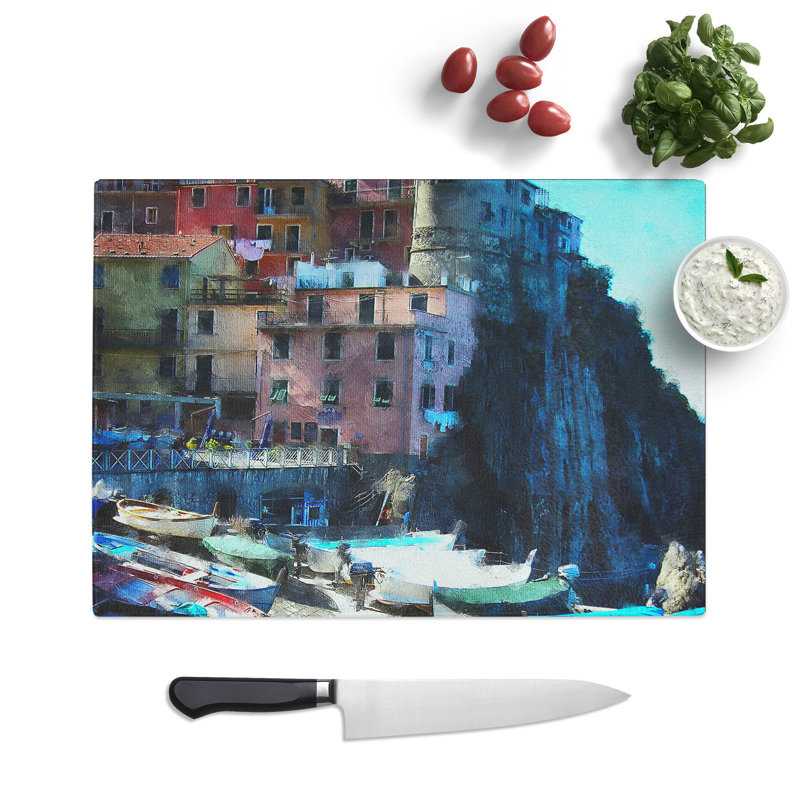 Cinque Terre in Italy Vol.1 Painting Chopping Board, 0.4cm H x 20cm W x 28.5cm L