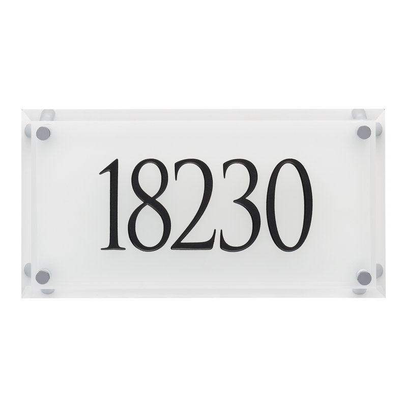 Frosted Beveled Crystal Trajan Engraved 1-Line Address Sign, Black, Yes