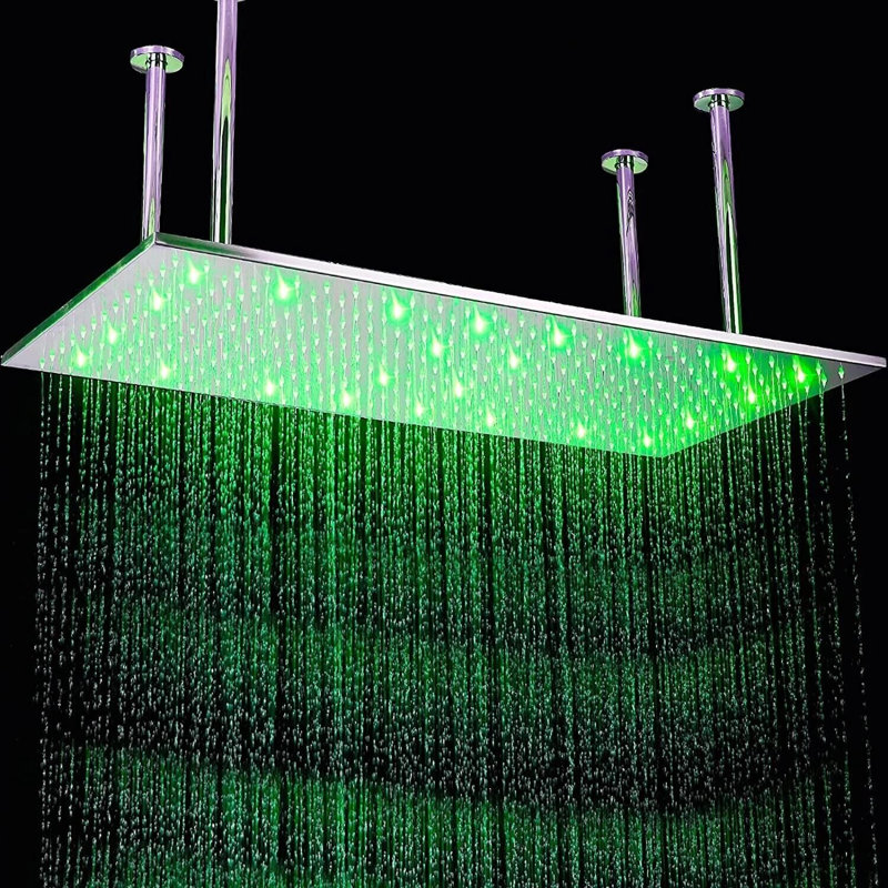 Pomme de douche chromée à fixation au plafond 16 x 32 po