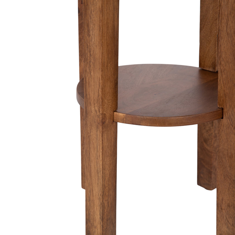 Avaria Modern Round Mango Wood Side Table, Brown