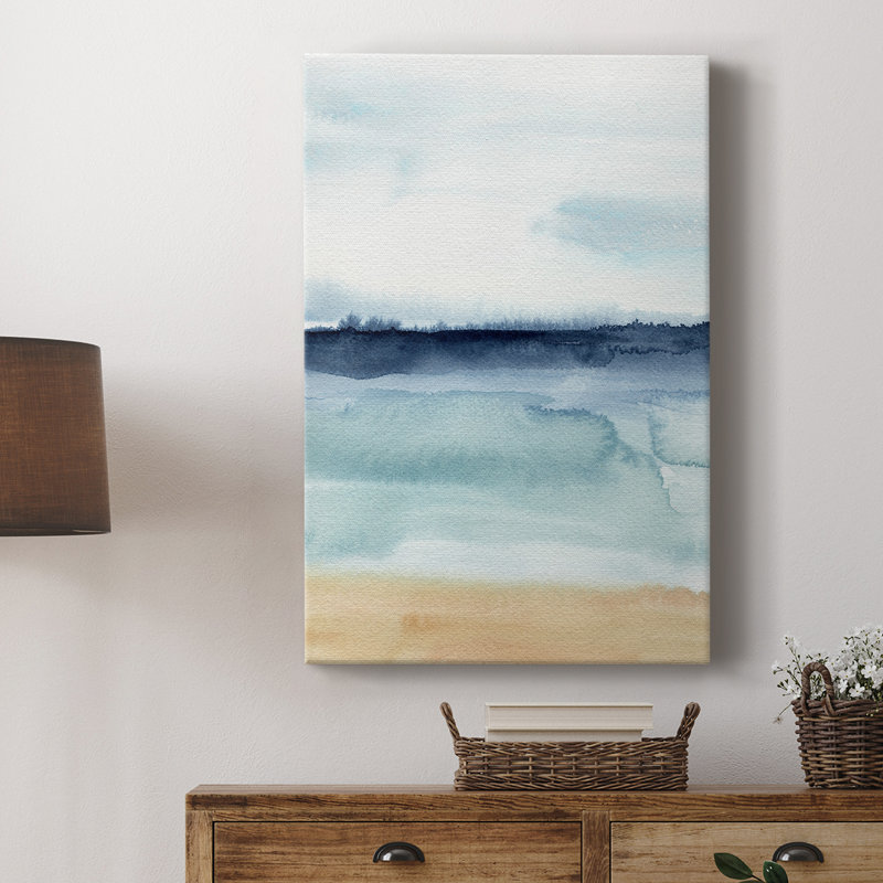 Aquarelle, horizon de l'océan I - galerie Cavas, H 60 po x l 40 po