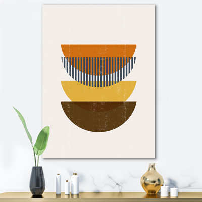 «Abstract Geometric Moon in Earth Tones» - Photographie sur toile tendue