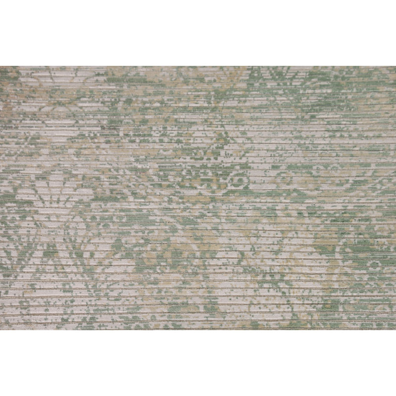 Tapis vert moderne à rayures abstraites vertes 3 x 5